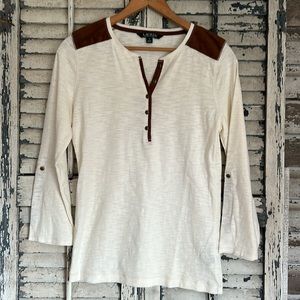 Lauren Ralph Lauren Henly Top with Faux Suede Accents Size Medium